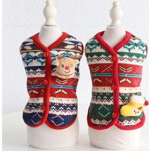 Christmas Dog Sweater Winter Warm Cute Fleece Puppy Dog Jacket for Small Dogs Christmas Costume Chihuahua Knitted Coat Clothes