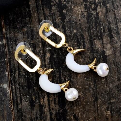 Handmade Natural Pearl White Shell Earrings High Quality Gold Baroque Pearl Long Earrings for Women Jewelry Gifts Dropshipping