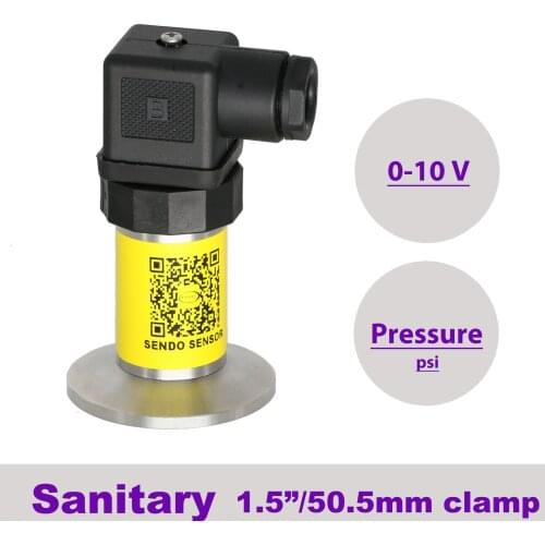 0 10V signal, sanitary pressure transducer, 1.5 inch, 12V, 24V supply, 0 5 psi, 15, 30,100, 500 psi, absolute, 150, 50, 75 psi