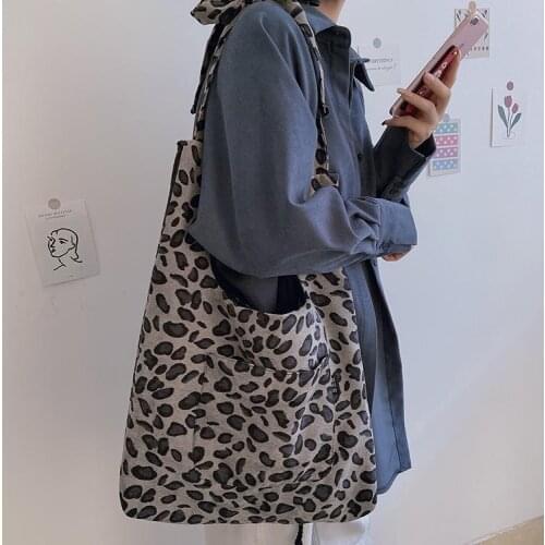 Tote Leopard print large-capacity lazy style messenger bag student school handbag environmental shopping bag portable female