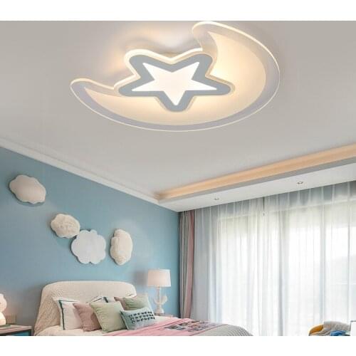 Led Ceiling Lamp Childrens Bedroom Cartoon Creative Living Room Modern White Minimalist Boy Girl Nordic Star Moon Balcony Lamp