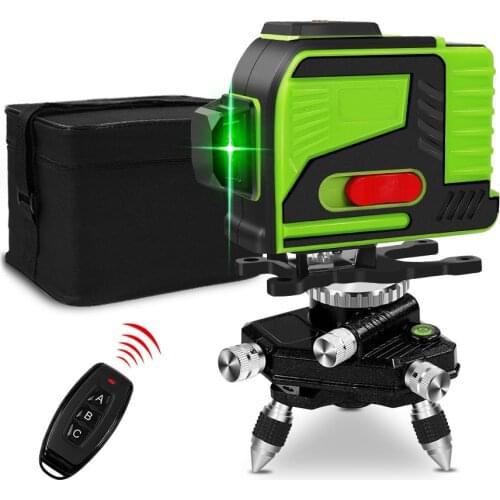 3D 12 Lines Green Laser Level Self-Leveling 360 Degree Horizontal And Vertical Cross Line Nivel Laser With Rotary Table Battery