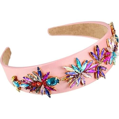 ZHINI Boho Gorgeous Full Diamante Padded Baroque Headbands for Women Luxury Color Crystal Handmade Hair Band Fashion Jewelry