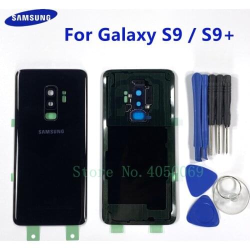 SAMSUNG Back Battery Cover For Samsung Galaxy S9 G960 SM-960F S9 Plus S9+ G965 SM-G965F Back Rear Glass Case + Tools