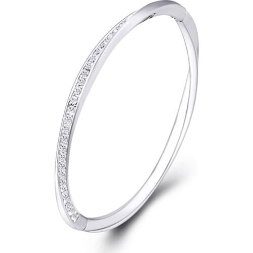 Women Bracelets Stainless Steel Luxury Ladies Crystal Charm Bangles Wedding Jewelry