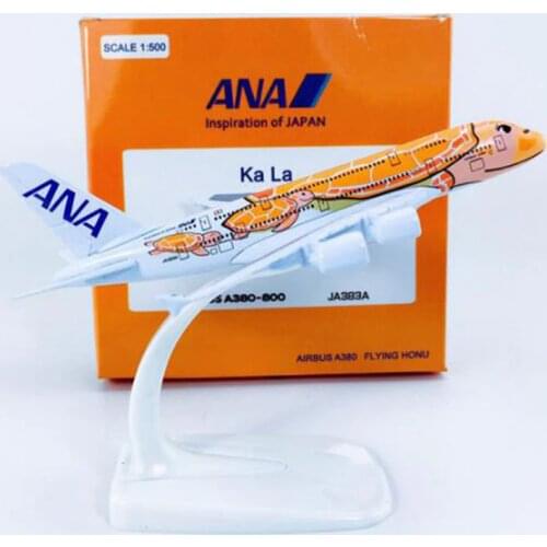 14CM 1/500 Scale A380 380 Japan ANA Airlines Orange Turtle KaLa Plane Model Alloy Aircraft collectible display Airplanes