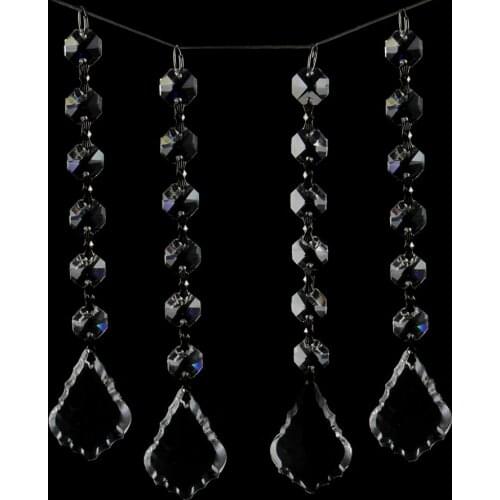 30pcs/Lot Clear Color 38mm Crystal Maple Leaf Pendant With Glass Octagon Beads Garland Strand For Wedding And Christmas Events