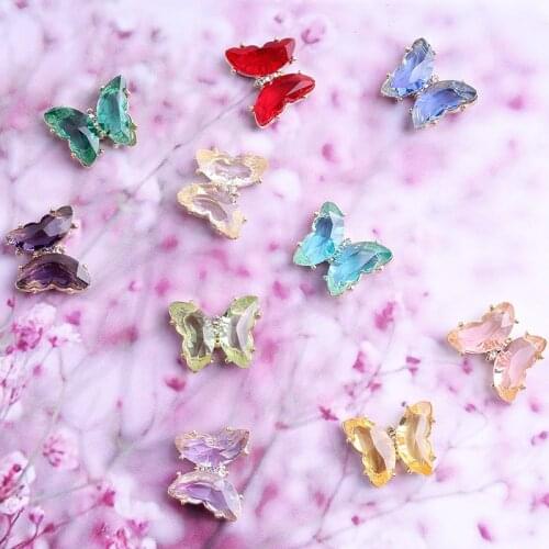 5Pcs Butterfly Nail Crystal Alloy Nail Art Charm Style Manicure Design Nail Stones DIY Manicure 3D Butterfly Accessories Gems TY