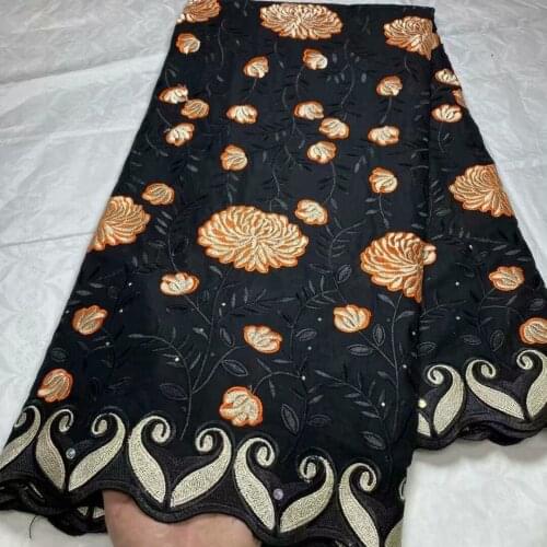 5YardsFlower Swiss Lace Cotton Voile Embroidery Nigerian African Lace Fabric For Women Party Dress 2021