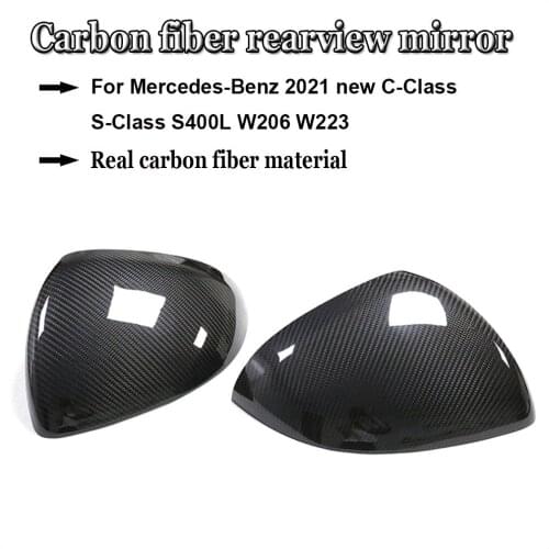 For Mercedes-Benz 2021 S-Class C-Class W206 W223 Carbon Fiber Rearview Mirror Cover Matte/Glossy Rearview Mirror Protective Case