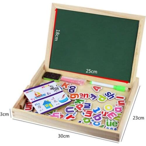 Childrens Wooden Double-sided Magnetic Puzzle Drawing Board Educational Toys City Traffic Happy Farm Forest Animals Alphabet