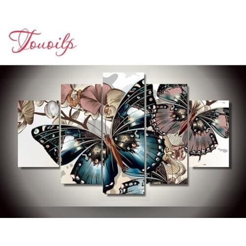 Diy 5pcs/set mosaic full 5d diamond embroidery beautiful butterfly 3d diamond painting cross stitch square drill multi-pictures