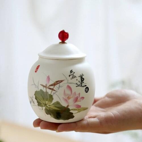 Porcelain Tea Box Sealed Tank For Kitchen Food Storage Ceramic Tea Container Portable Tea Jars 8 Colors Quality Sugar Cans Box