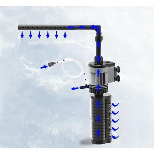 6/10/14W aquarium filter pump for small middle fish tank,3Style Rainy Extra Water Outlet Pipe Tube Filter Sponges Case accessory