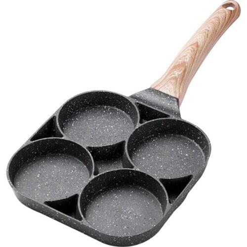 Hot YO-4-Hole Omelet Pan for Burger Eggs Ham PanCake Maker Frying Pans Non-Stick No Oil-Smoke Breakfast Grill Wok