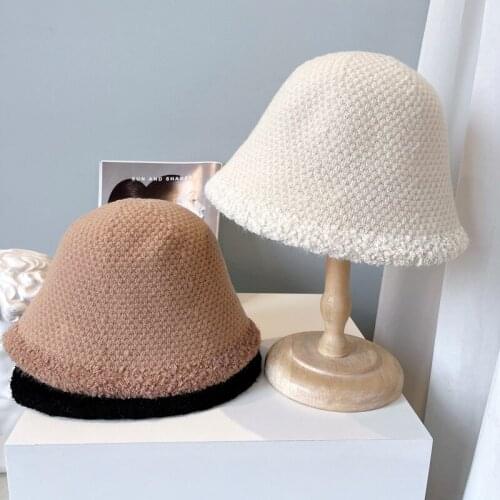 Hot Selling Hats For Women Autumn Winter Hat Cashmere Bucket Hat Dome Wide Brim Windproof Solid Color Unisex Adult Cap Female