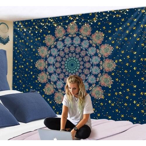 India Mandala Tapestry Wall Hanging Hippie Boho Wall Decorative Yoga Mat Throw Blanket Rug Bedspread Table Cloth Home Decor