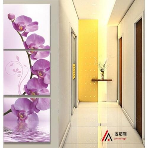 3 piece art corridor on the wall stereoscopic orchid canvas oil painting print living room on the wall modular pictures printd