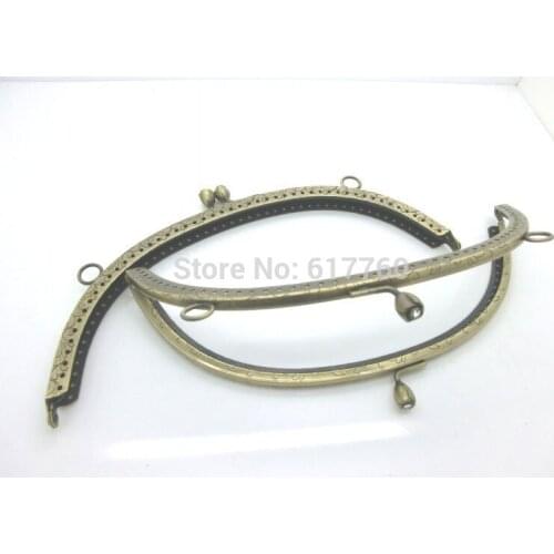 Metal Frame Kiss Clasp For Purse Bag Antique Bronze Clear Rhinestone Rose Flower Pattern 20.3cm x 9.2cm(8"x3 5/8") J2609