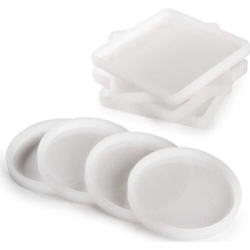 Resin Coaster Mould Kit Silicone Resin Moulds DIY Coasters Round and Square Shapes for Epoxy Resin Craft Kit