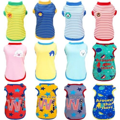 Dog Clothes Breathable Striped Dog Shirt Emotional Support Dog Vest Puppy Tank Tops Dog Outfit Dog t shirt for small dogs