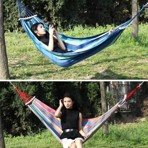 Single Hammock Adult Outdoor Backpacking Travel Survival Hunting Sleeping Bed Portable With 2 Straps Camping Swing Chair Canvas