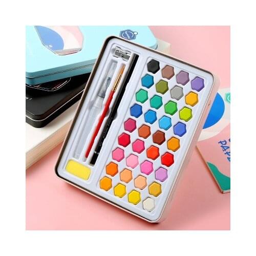 1sets 36 Colors Solid Watercolor Paint Child Drawing Kit Solid Pigment Paint for Beginners