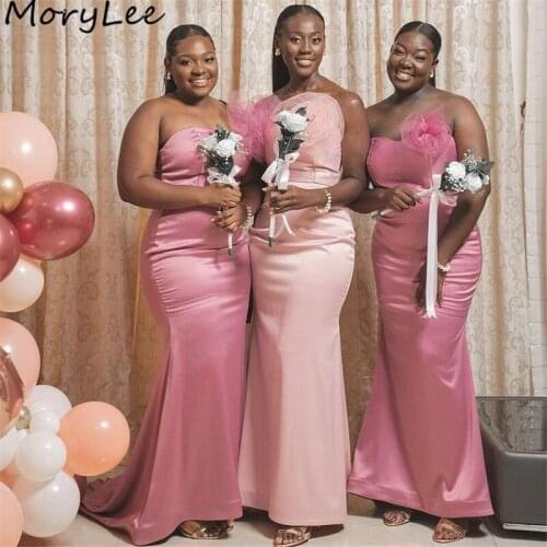 Bridesmaid Dresses Flower Sweetheart Spandex Satin Mermaid Bridesmaid Dresses With Zipper Back Wedding Party Bridemaid Gowns