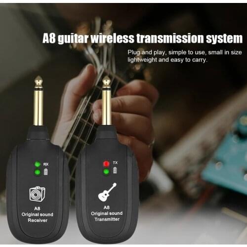 2.4G UHF Guitar Audio Wireless Transmitter Receiver System PickUp 50m Built-in Rechargeable for Electric Guitar Bass accessories