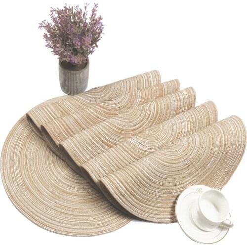 Nordic Wind Cotton Yarn Circular Dining Mat Woven Home Food Hotel Western Food Mat Bowl Plate Cotton Thread Heat Insulation Pad