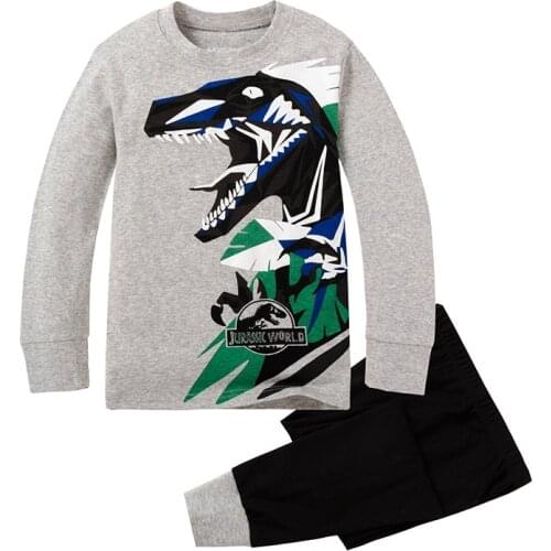 Knitted cotton 100% toddler kid pajamas set with cute cartoon pattern 15B04