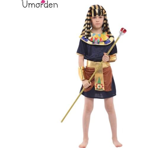Umorden Purim Halloween Egypt King Prince Warrior Costume Boy Kids Fantasia Egyptian Pharaoh Cosplay Children Carnival Dress