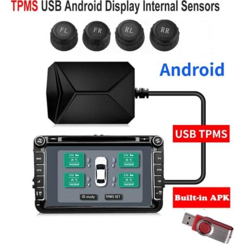 USB Android TPMS Tire Pressure Monitoring System Display Alarm System Internal Sensors Android Navigation Car Radio 4 Sensors