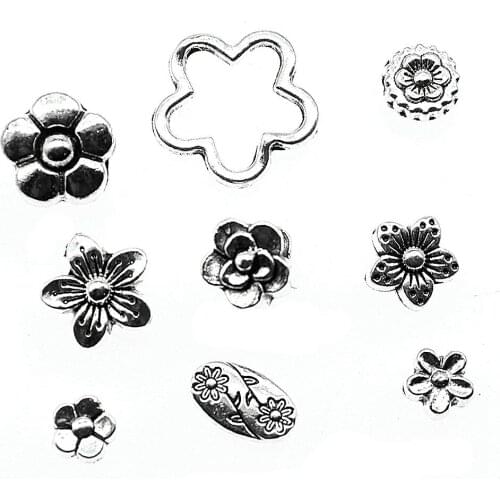 Vintage 30pcs Flowers Small Holes Beads Charm Pendants Diy Jewelry For Necklace Bracelet Craft Findings