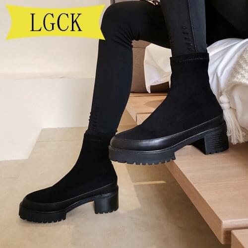Plus Size 34-40 Winter Ankle Boots Womens Sexy High Heels Socks Boots Autumn Winter Fashion Stretch Boots Women Ankle Sock Boot