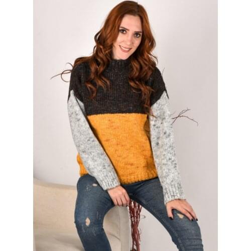 Womens Crew Neck Garni Model Knitwear Sweater womens clothing stylish elegant slim happy business working female