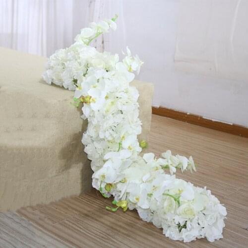 1M Orchid Hydrangea Table Flower Runner Banquet Artificial Flower Row Party Event Wedding Decoration Flower Row Party Decoration
