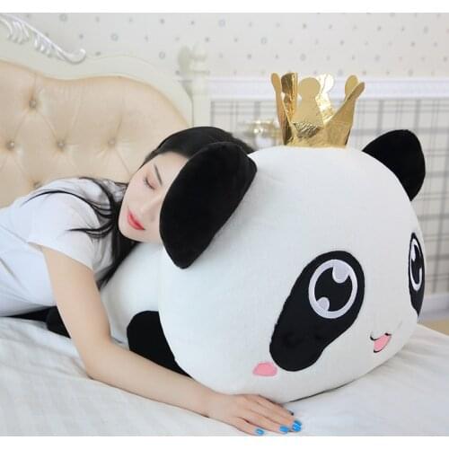 1pc 35/55cm Soft Cute Crown Panda Pillow Plush Stuffed Toys For Kids Kawaii Expression Panda Plush Children Toys Gift For Girls