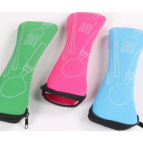 1pcs travel cutlery bag travel packaging storage box tableware portable Tableware Zipper Bag Outdoor Travel Storage bag