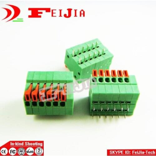 20PCS/Lot 141R-2.54-6P 6Pin PCB Spring Terminal Block ROHS connector Pitch 2.54mm Free shipping