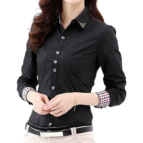 2019 Autumn Spring Women Long Blouses Shirts Size S-3XL All-match Good Quality Long Sleeve Lady Casual Cotton Blouse & Tops