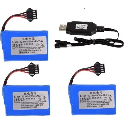 7.4V 600mAh Li-ion Battery for E561 Toys Excavator RC truck RC car RC boat TOYS 7.4V Li-ion battery 523450 4PSM with Charger