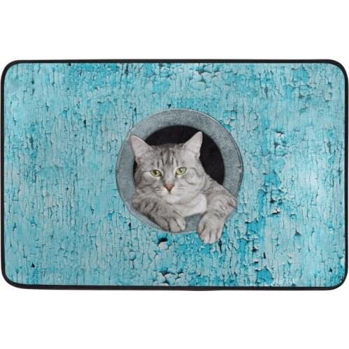 3D Cute Cat Printed Kitchen Carpet Doormats for Living Room Anti-Slip Tub Rug Quick-drying Water Absorption Bath Mat