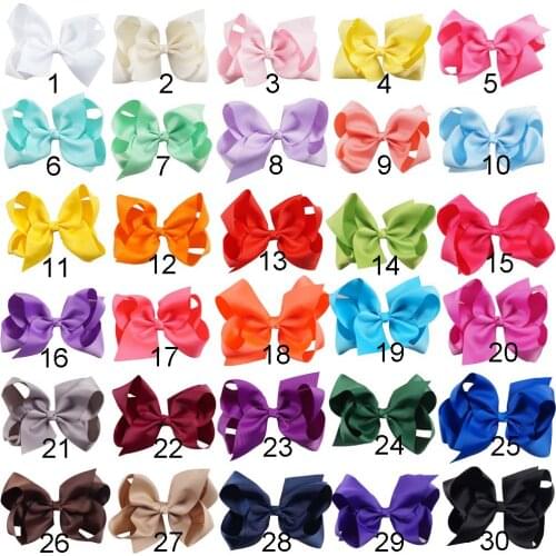 6 Inch Big Grosgrain Ribbon Solid Hair Bows With Clips Girls Kids Hair Clips Headwear Boutique Hair Accessories
