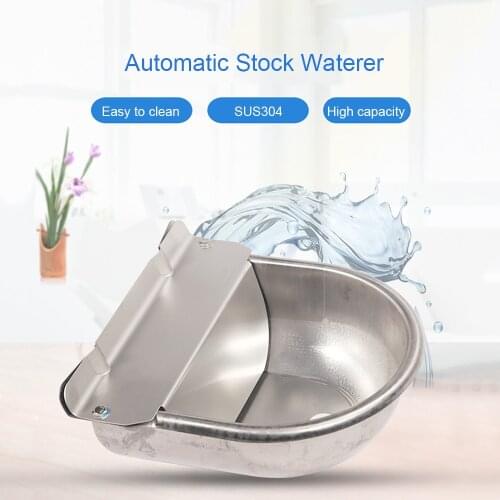 Automatic Waterer Bowl Pig Cow Dog Drinking Water Bowl Stainless Steel Dispenser with Float Valve Drainage Hole for Horse Cattle
