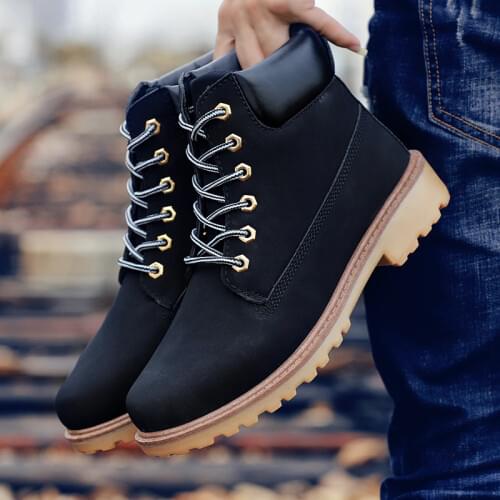 Coturno Black High Top Mens Boots Leather Winter Snow Boots Men Waterproof With Keep Warm Timber Bot Booties Land Shoes