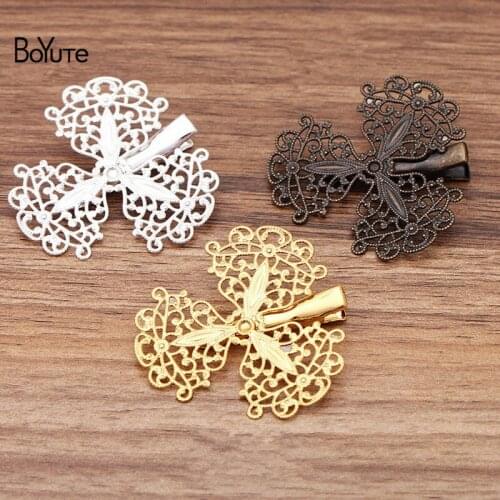 BoYuTe (10 Pieces/Lot) 48MM Filigree Plate Welding 35MM Hair Clip DIY Hair Accessories Materials Factory Direct Sale