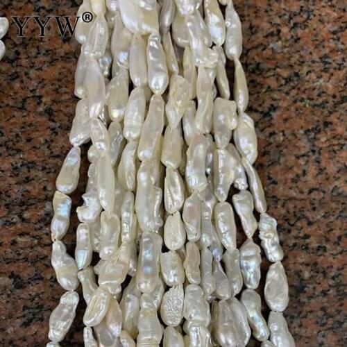 Cultured Freshwater Pearl Beads Natural White 15x8mm-20x15mm Approx 0.8mm Sold By Strand