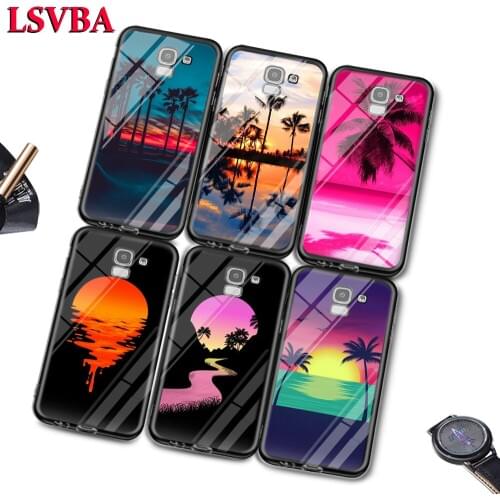 Palm trees Summer beach For Samsung Galaxy J2 J3 J4 J5 J6 J7 Plus Core 2018 2017 2016 Super Bright Glossy Phone Case Cover