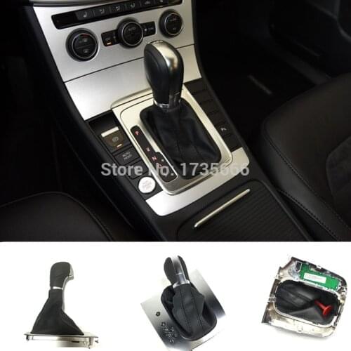 Car Style Black Leather Black Stitching AT DSG Gear Shift Knob Lever Cover Case For Vw Golf 6 MK6 GTI Jetta MK6 GLI